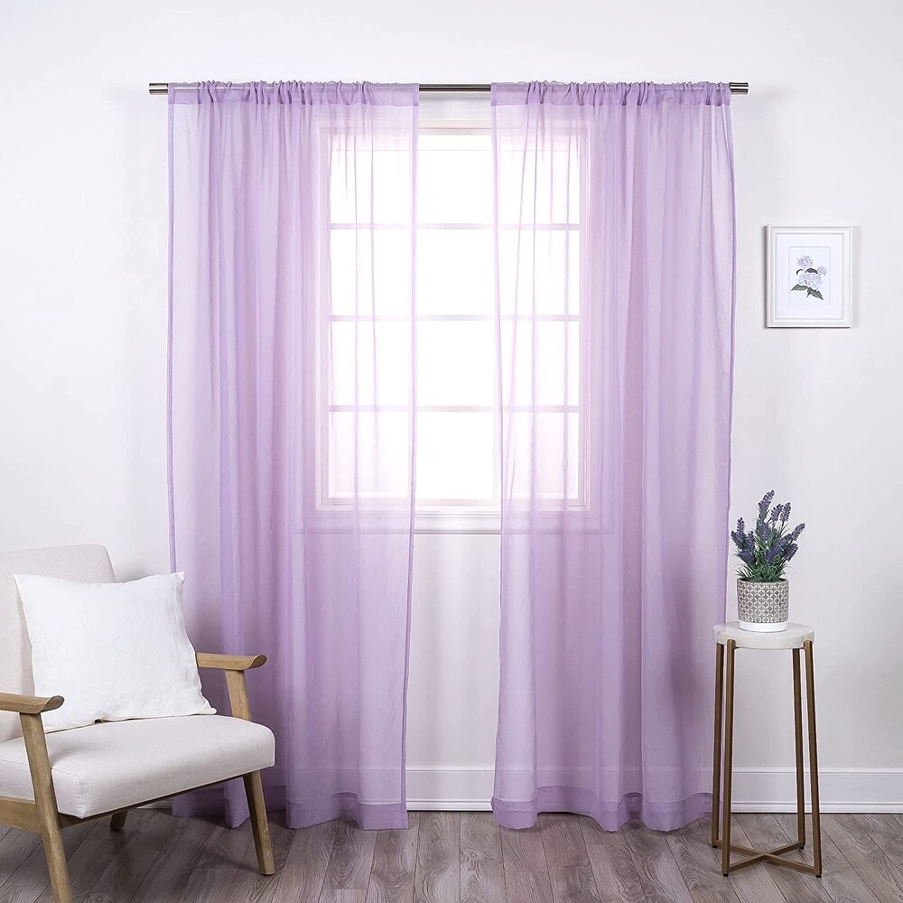 Aurora Home Linen Textured Semi Sheer Curtain Panels Rod Pocket Panel Pair   84\