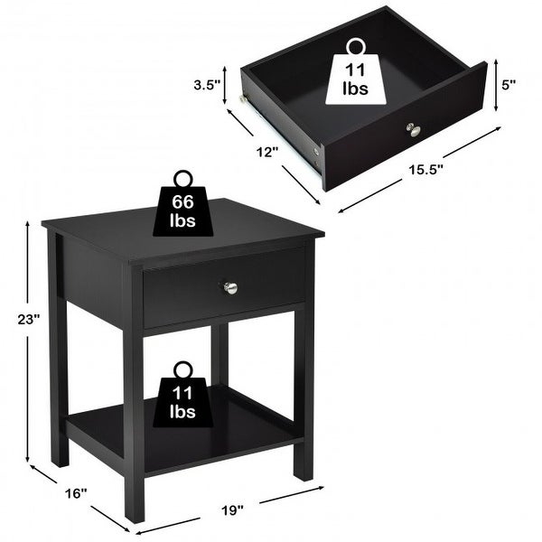 Wooden Storage Shelf for Bedroom and Living Room with Drawer - 19