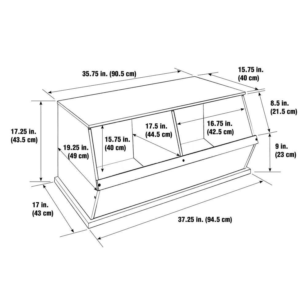 Badger Basket 37 in. W x 17 in. H x 19 in. D White Stackable 2-Storage Cubbies 97733