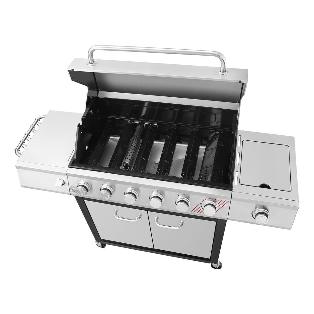 Dyna-Glo 6-Burner Natural Gas Grill in Stainless Steel with TriVantage Multi-Functional Cooking System DGF571CRN-D