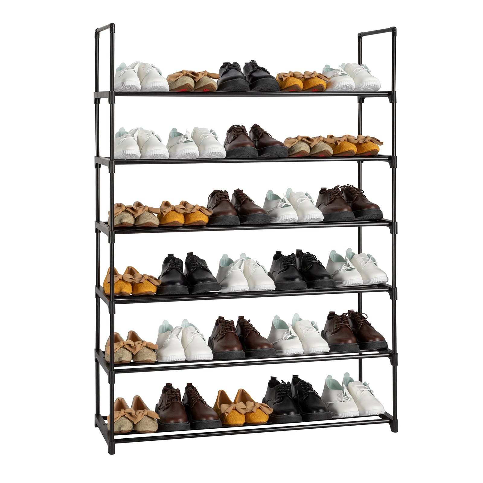 Ktaxon 6-Tier Metal Sturdy Shoe Rack Shelf Shoe Tower Stand 30- Pairs Shoe Storage Cabinet Organizer for Closet Entryway Bedroom Living Room Home, Black Finish