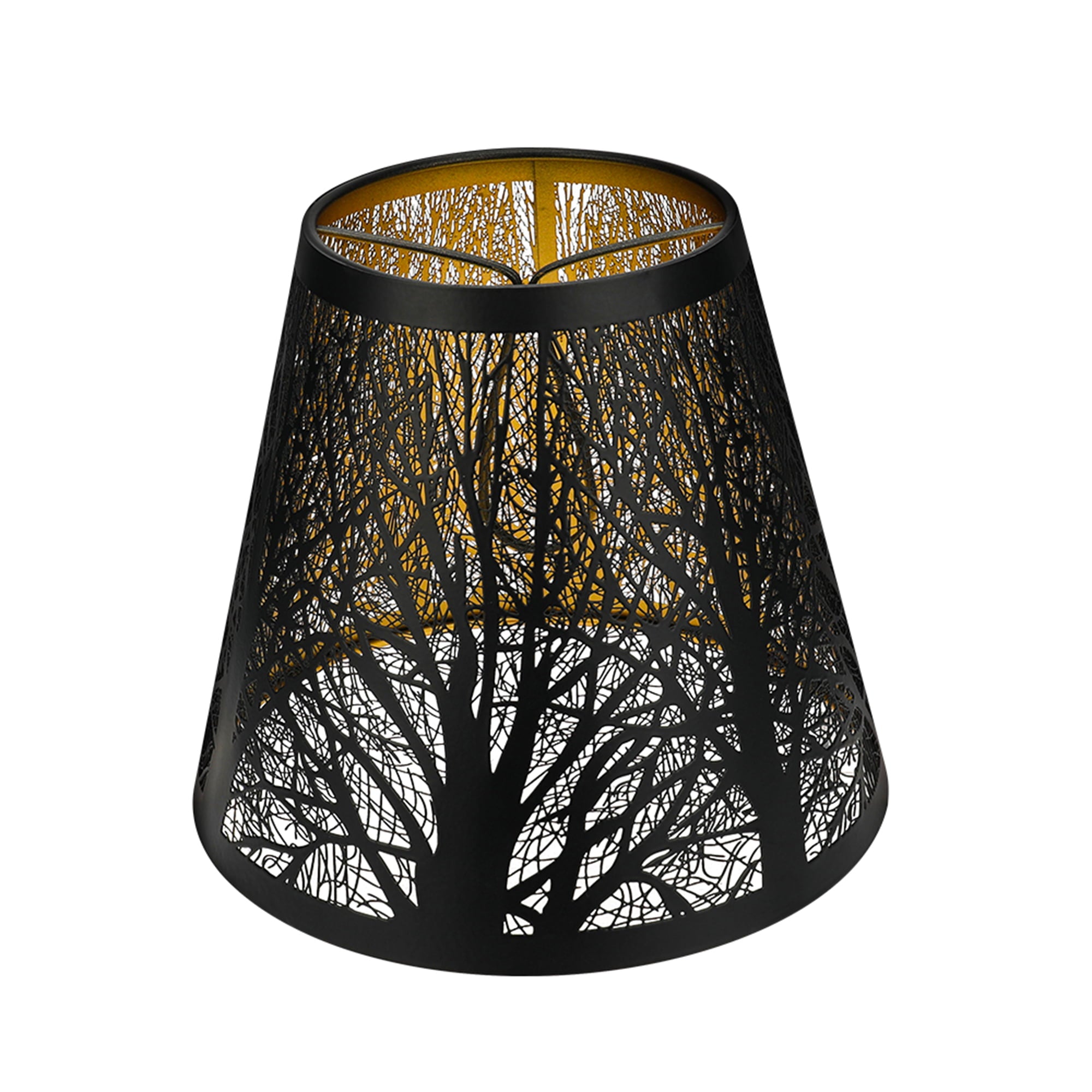 ALUCSET Tree Pattern Clip On Bulb Metal Lampshades， Set of 2， Black/Gold