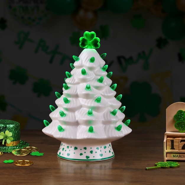 Ceramic Led St Patrick x27 s Day Shamrock Tree