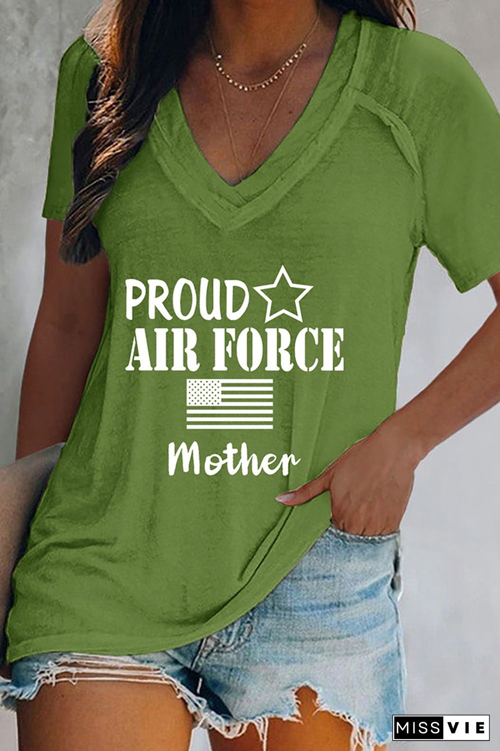 Proud Air Force V Neck Graphic Tee