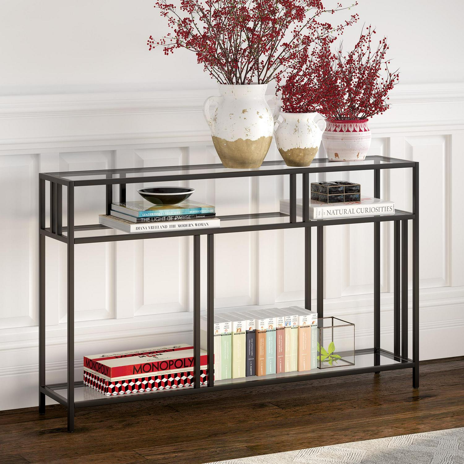 Industrial Metal TV Stand with Glass Shelves  Crowdfused