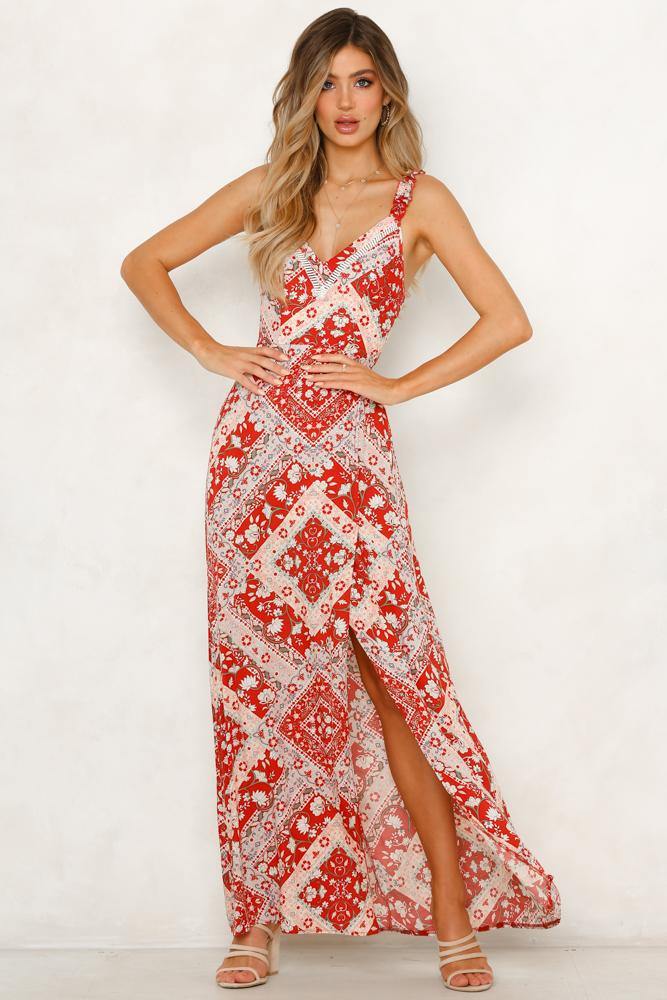 Keep You Happy Maxi Dress Red