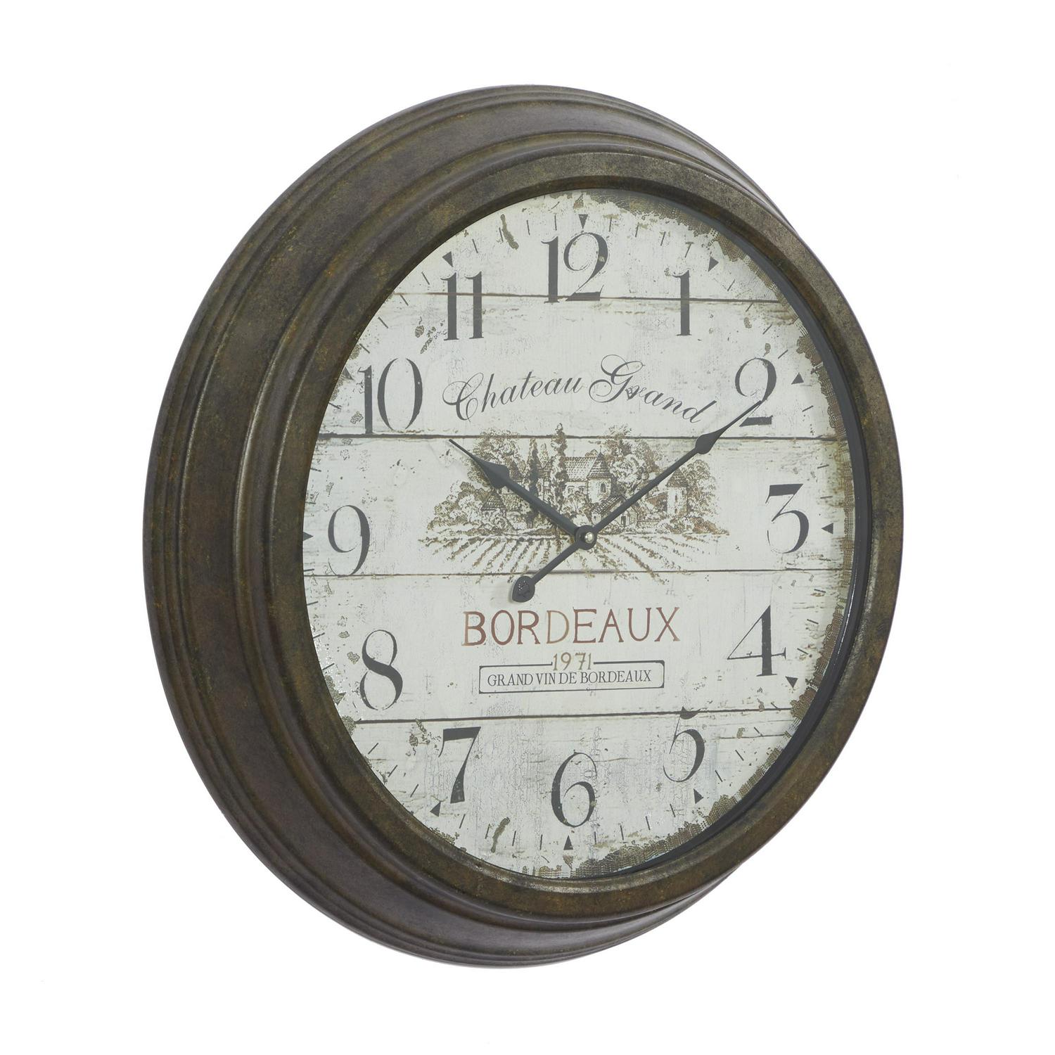 DecMode 23 x 23 In. White Metal Vintage Wall Clock