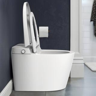 Aoibox 12 in. Rough-In 1-Piece 1.061.27 GPF Single Flush Elongated Smart Toilet in White Seat Included SNMX4246