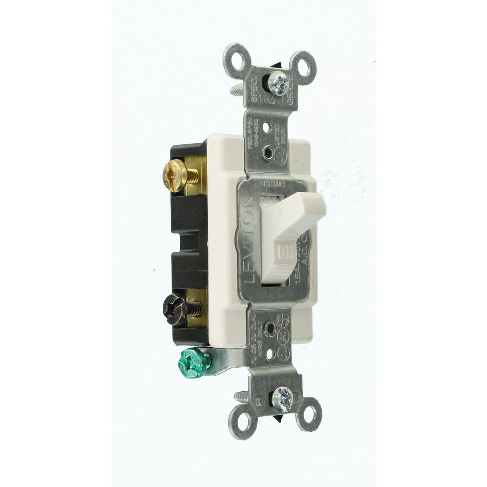 Leviton 15 Amp Commercial Grade Double-Pole Toggle Switch White CS215-2W