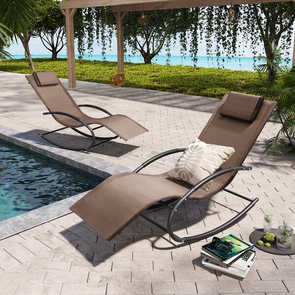 Pellebant Patio Rocking Chairs Chaise Lounge Chairs (Set of 2)