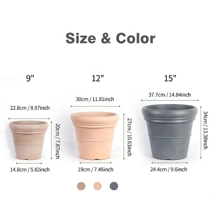 Wholesale Garden Supplies Decorative Cheap Eco Friendly Plastic Resin Gallon Plant Vegetable Flower Garden Pots Planters Outdoor