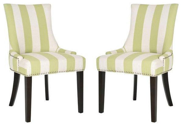 De De 19  x27 x27h Awning Stripes Dining Chair Set of 2 Silver Nail Heads Multi Stripe   Modern   Dining Chairs   by Virgil Stanis Design  Houzz