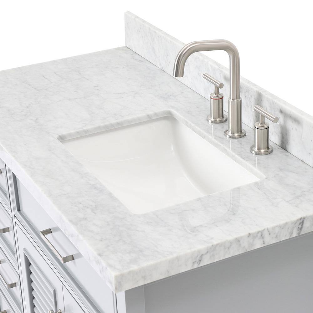 ARIEL Kensington 43 in. Bath Vanity in Grey with Marble Vanity Top in Carrara White with White Basin D043S-R-VO-GRY