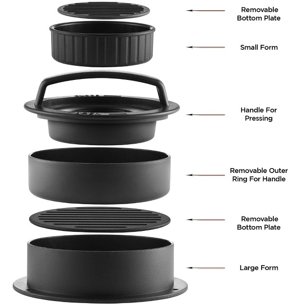 Pure Grill 3 in 1 Burger Press With 100 Wax Papers For Grilling Stuffed Hamburgers Patties And Sliders