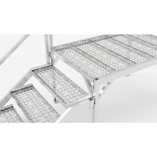 EZ-ACCESS Fortress 29 in. to 42.5 in. H OSHA Compliant Aluminum 4-Riser Stair System with Grip Grate Tread and Platform FORGG2942