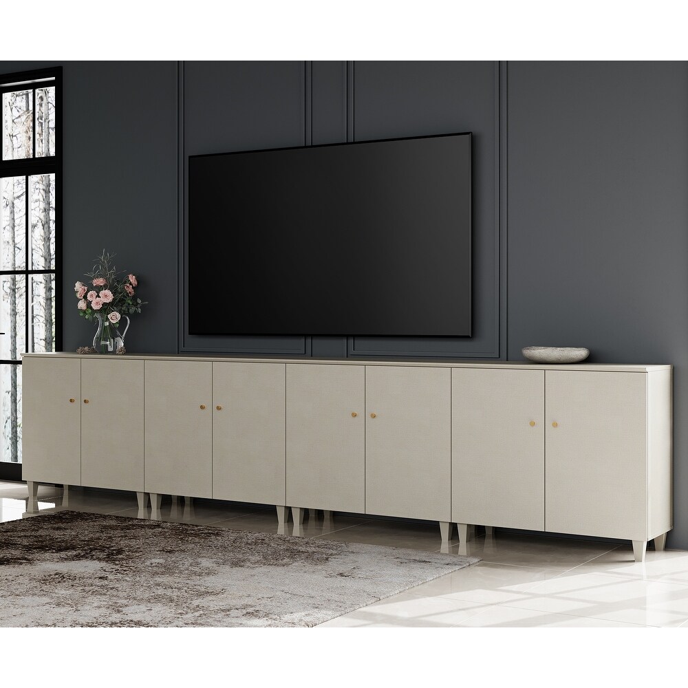 WAMPAT Modern TV Stand  Tall Entertainment Center with Doors