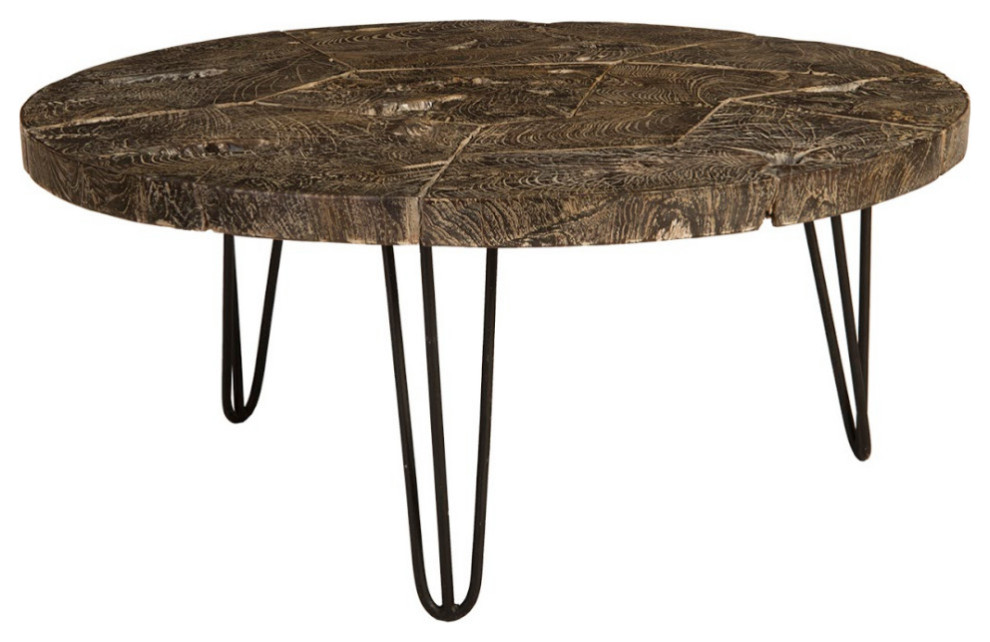 Driftwood Top Coffee Table  Black Wash   Industrial   Coffee Tables   by HedgeApple  Houzz