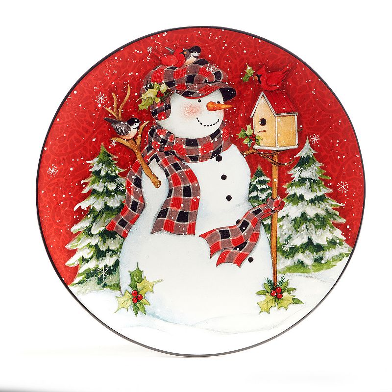 Certified International Christmas Lodge Snowman 4-pc. Dinner Plate Set