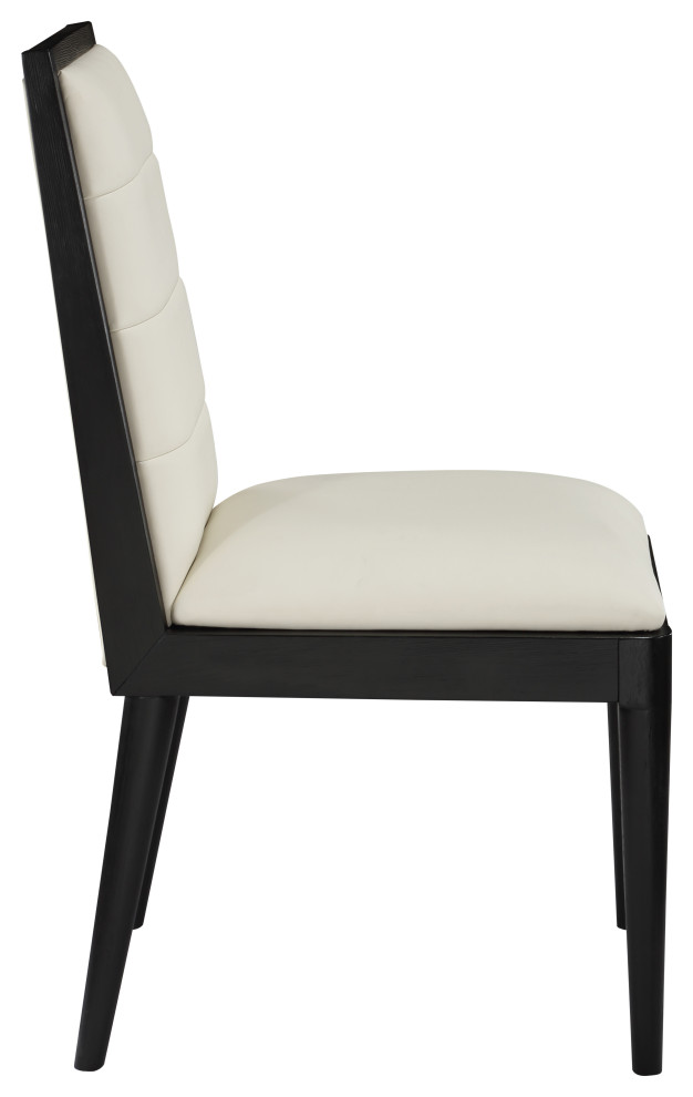 Bristol Black Faux Leather Dining Chair  Set of 2   Midcentury   Dining Chairs   by Meridian Furniture  Houzz