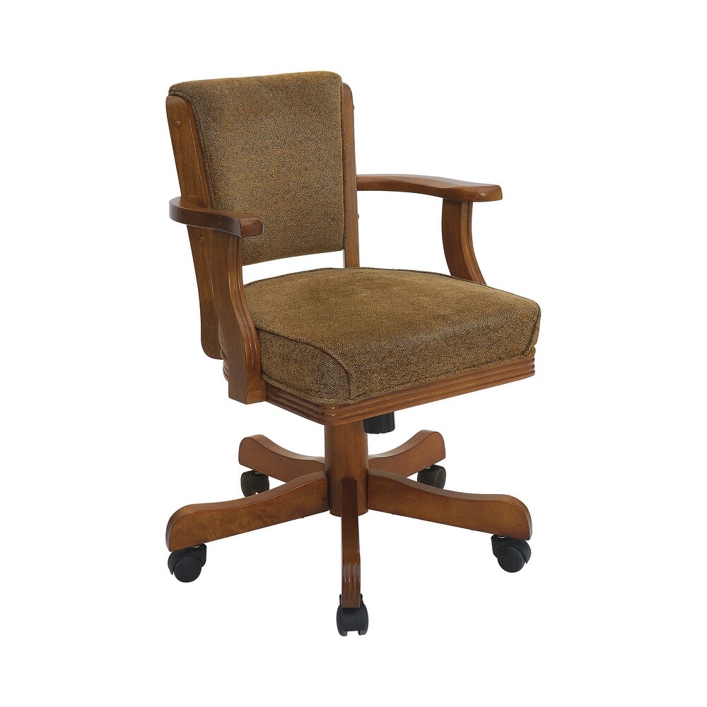 Pia Olive Brown Upholstered Game Chair with Casters