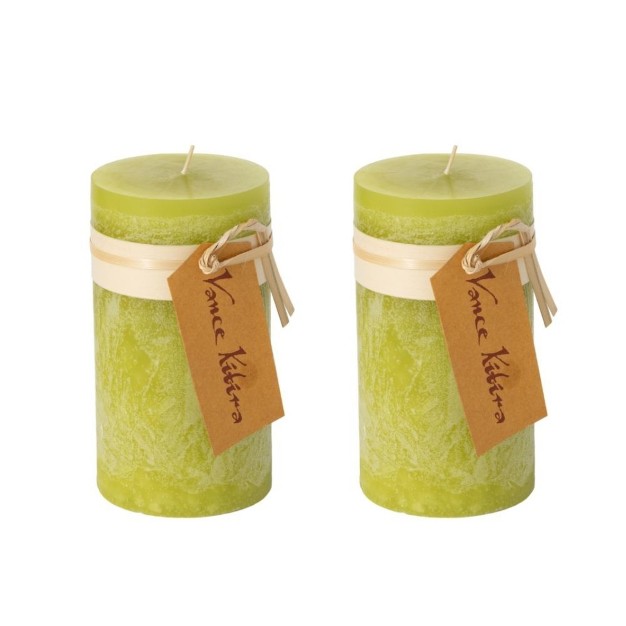 Green Grape Pillar Candles Set Of 2