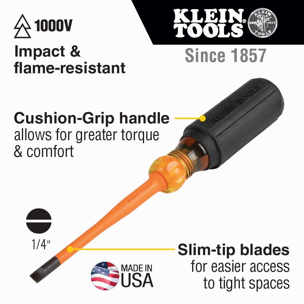 Slim-Tip Insulated Screwdriver， 1/4