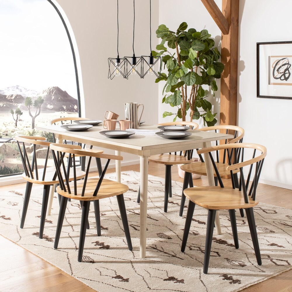 SAFAVIEH Dining Country Blanchard Natural / Grey Dining Chairs (Set of 2)   21.3\