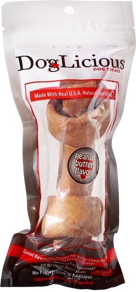 Canine's Choice DogLicious Peanut Butter Flavor Bone Rawhide Dog Treat， 6 - 7 inches