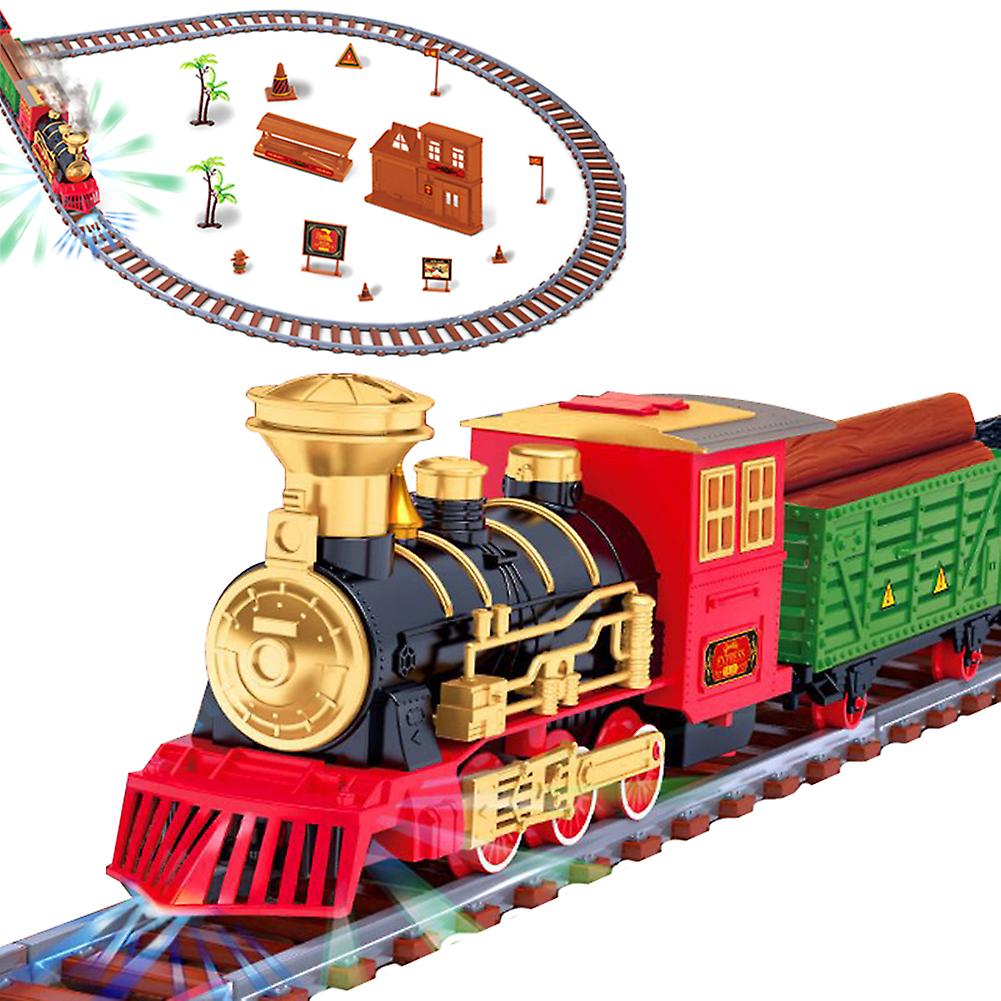 Christmas Train Toy Electric Rail Train Spray With Realistic Sound And Headlight Christmas Scene Children Car Gift