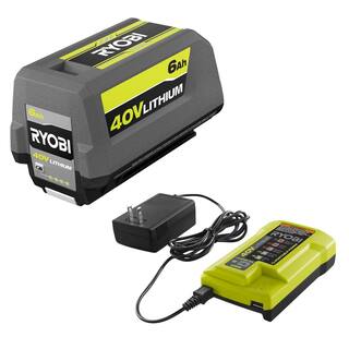 RYOBI 40V Lithium-Ion 6.0 Ah High Capacity Battery and Charger Kit OP40602-04