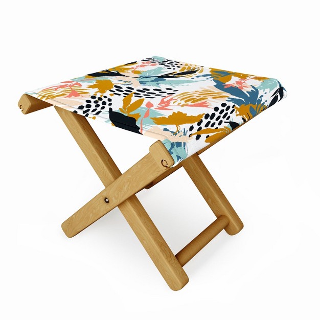 Marta Barragan Camarasa Botanical Brushstrokes Folding Stool Deny Designs