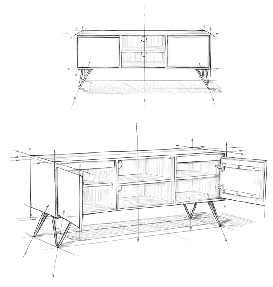 Hunter Solid Mango Wood TV Media Stand For TVs up to 65 quot  Midcentury   Entertainment Centers And Tv Stands   by Simpli Home Ltd.  Houzz