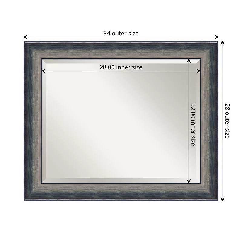 Quicksilver Scoop Beveled Wood Bathroom Wall Mirror