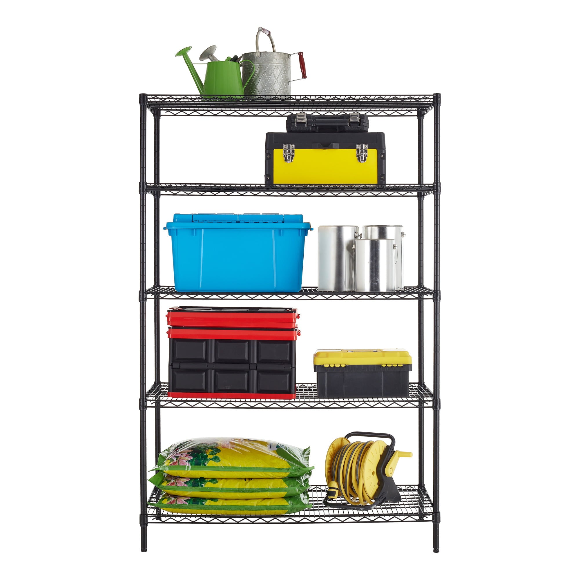 Hyper Tough 5 Shelf Commercial Wire Shelf Unit Black Capacity 4000 lbs