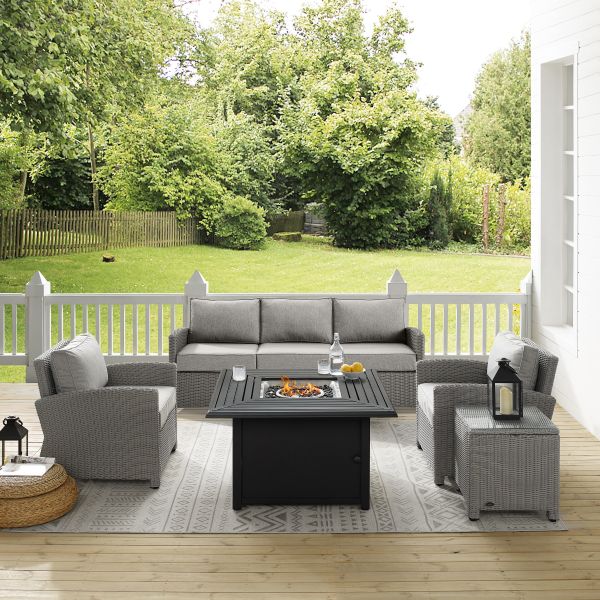 Bradenton 5Pc Wicker Sofa Set W/Fire Table