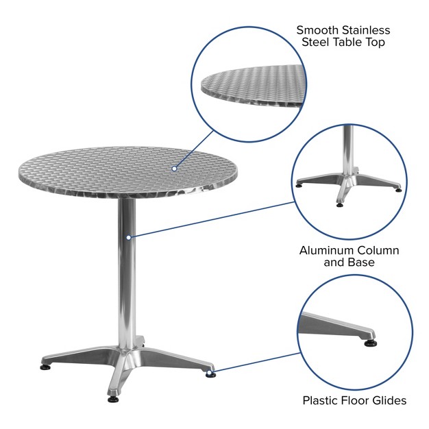 Flash Furniture Mellie 27 5 x27 x27 Round Aluminum Indoor outdoor Table With Base