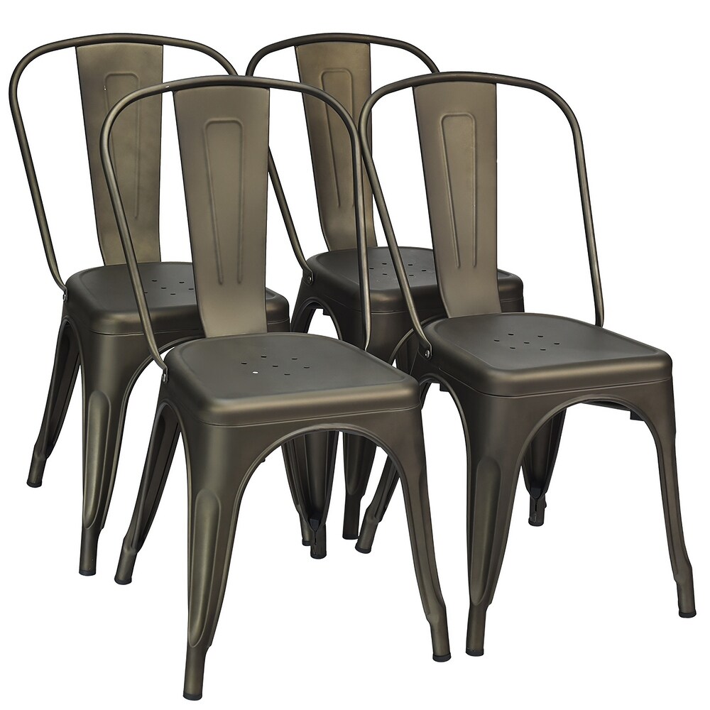 Metal Dining Chairs Stackable Side Chairs Set of 4