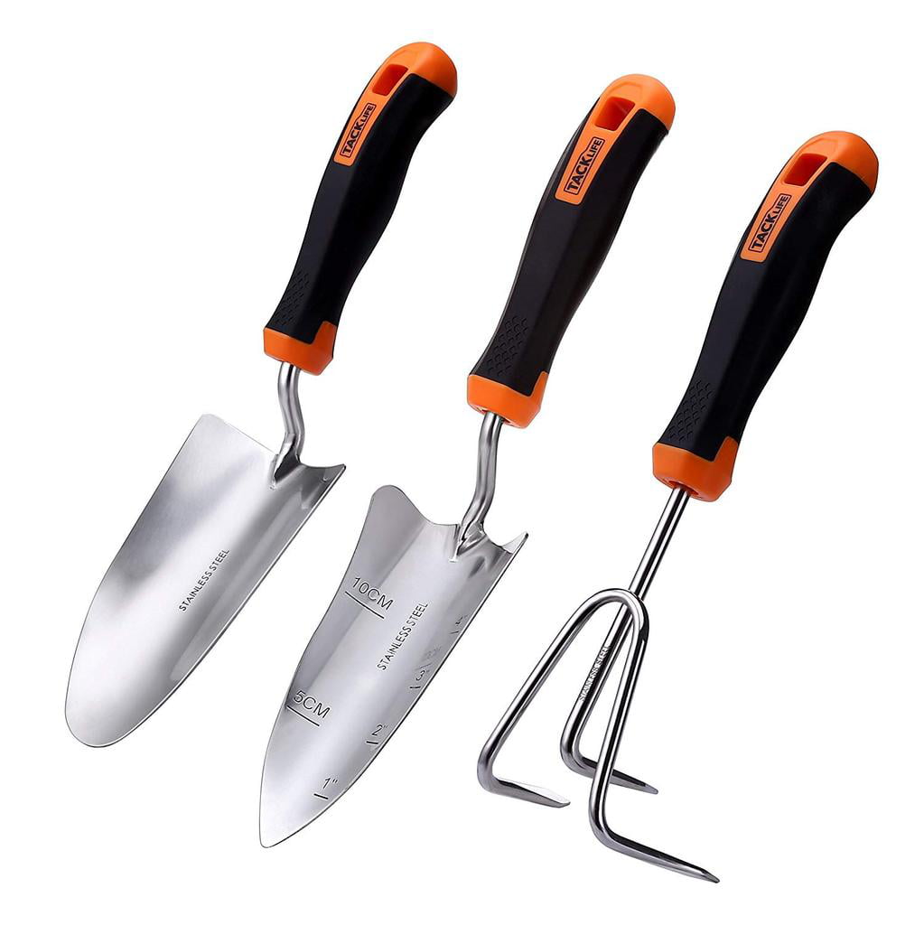 TACKLIFE Garden Tool Set, 3 Piece Stainless Steel Heavy Duty Gardening Kit - GGT1A