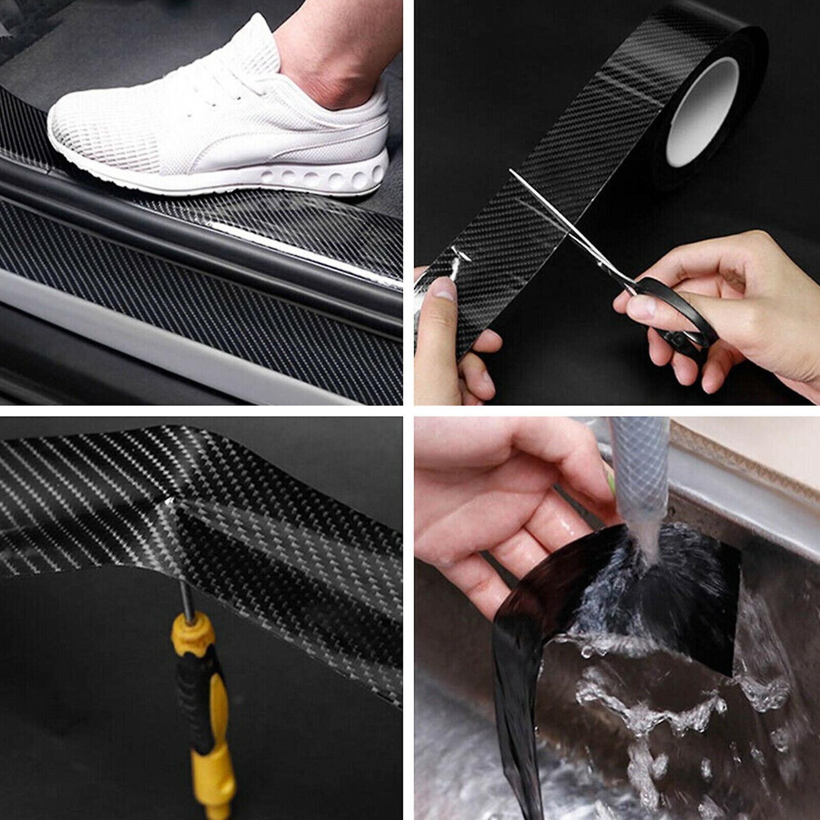 Car Carbon Fiber Vinyl Film Sticker Door Sill Scuff Anti Scratch Tape Protection