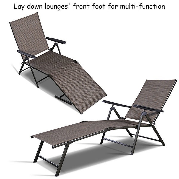 2PCS Pool Chaise Lounge Chair Recliner Outdoor Patio Furniture - See Details