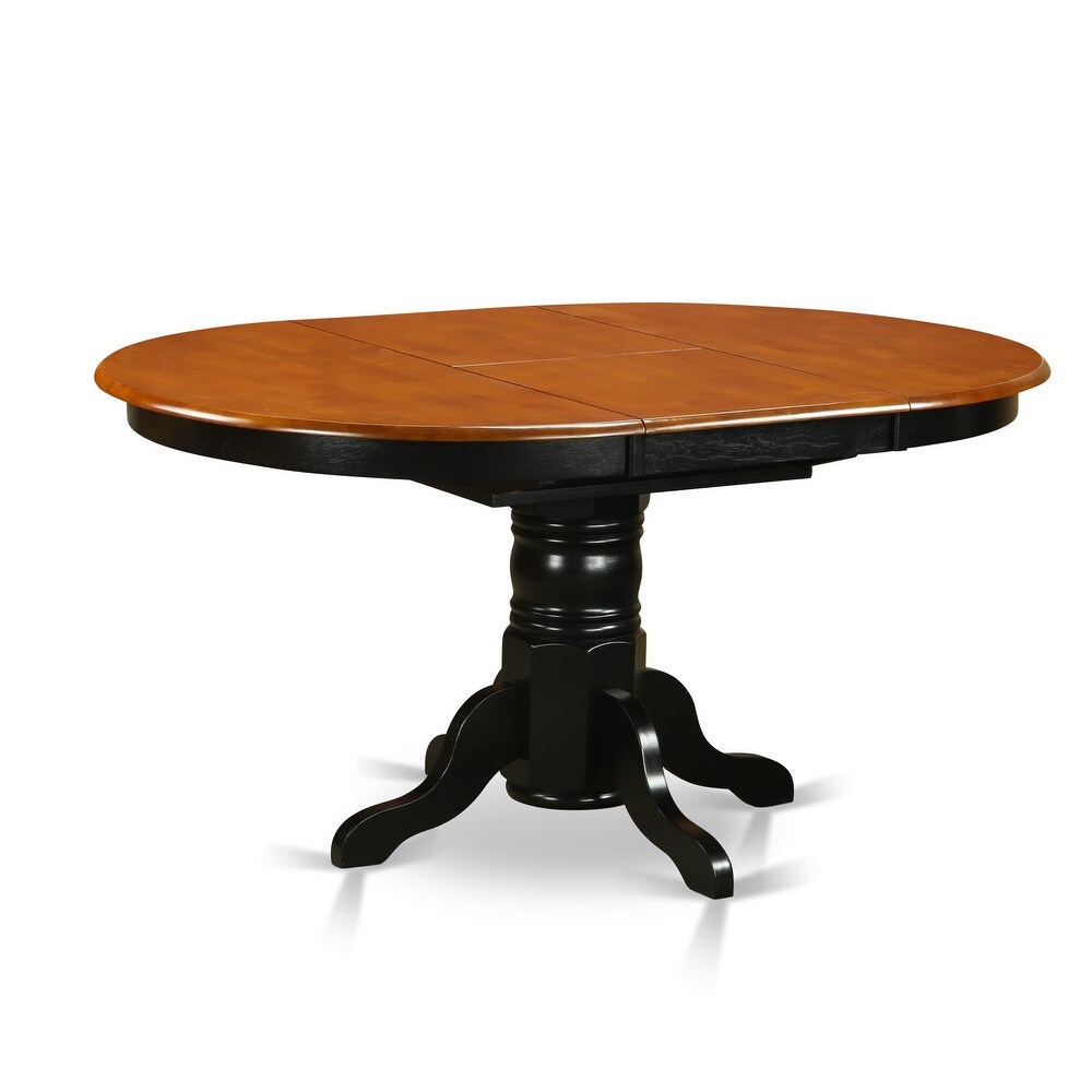 East West Furniture Kitchen Dining Table Butterfly leaf Oval Table Top and Pedestal Legs  Hardwood Table (Finish Option)