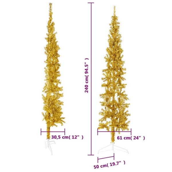 vidaXL Christmas Tree Decoration Slim Artificial Half Xmas Tree with Stand