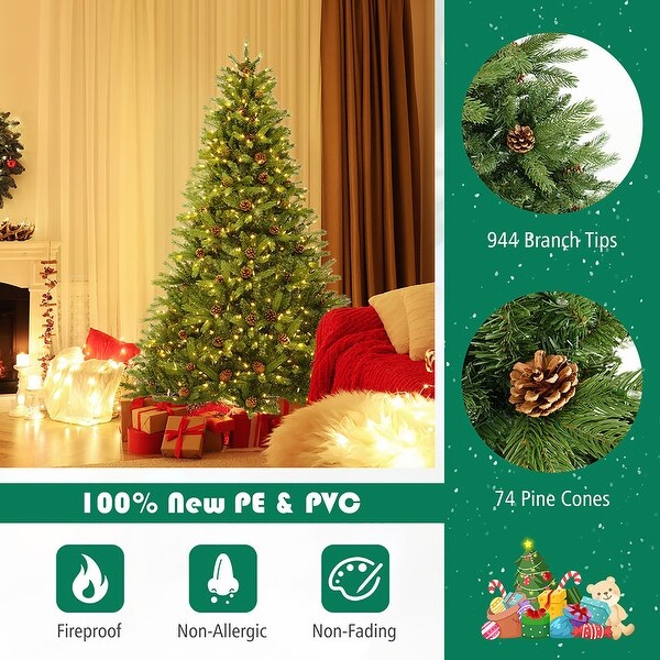 Gymax 6 FT PreLit New PE and PVC Christmas Tree 3Minute Quick Shape