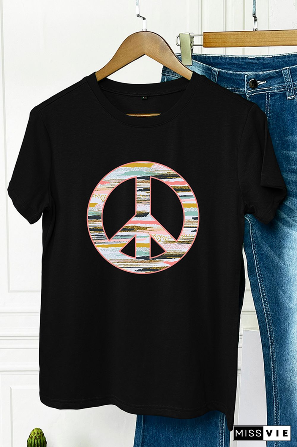 Boho Peace Sign Graphic Tee Wholesale