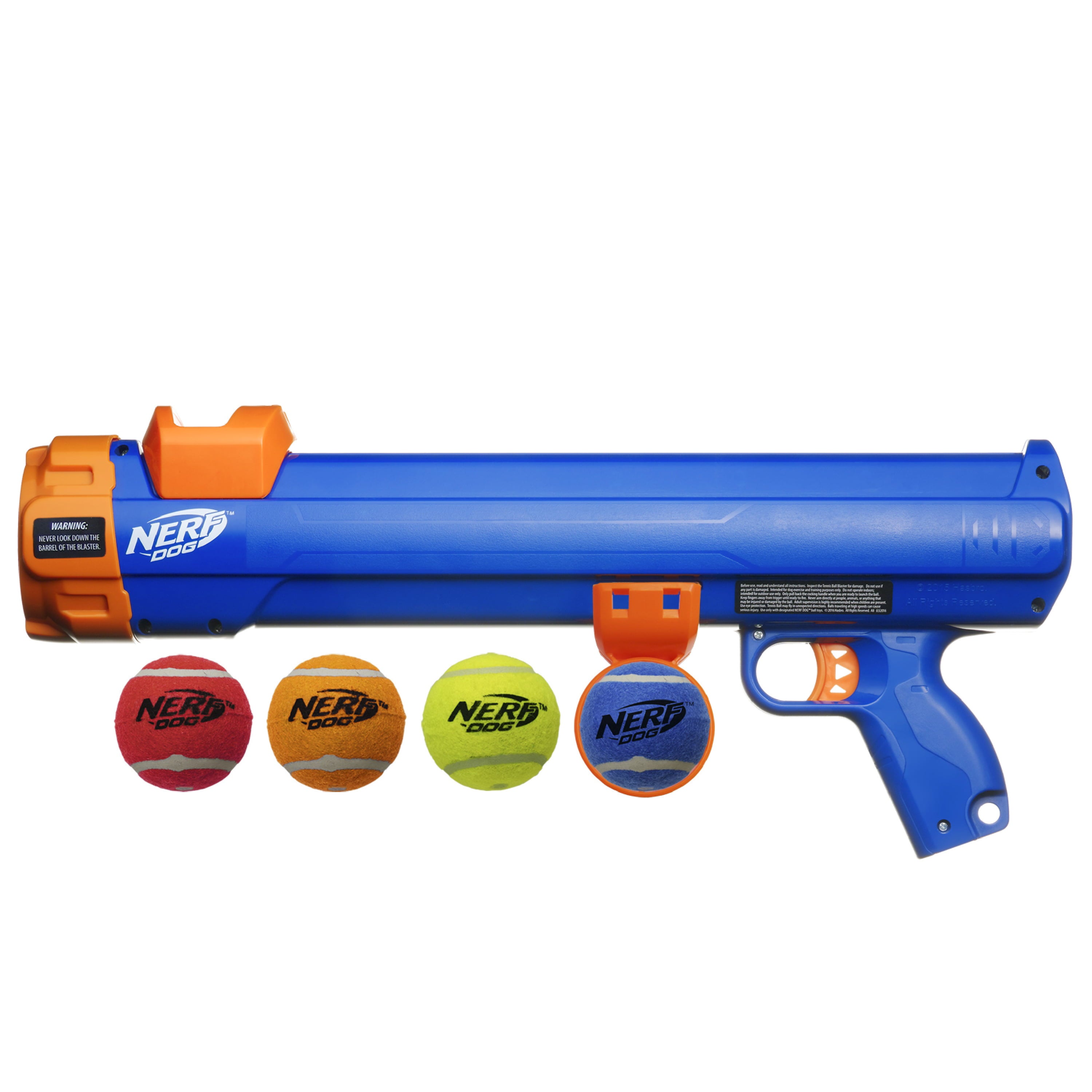 Nerf Dog 20-inch Tennis Ball Blaster Dog Toy with 4 Balls and Ball Clip