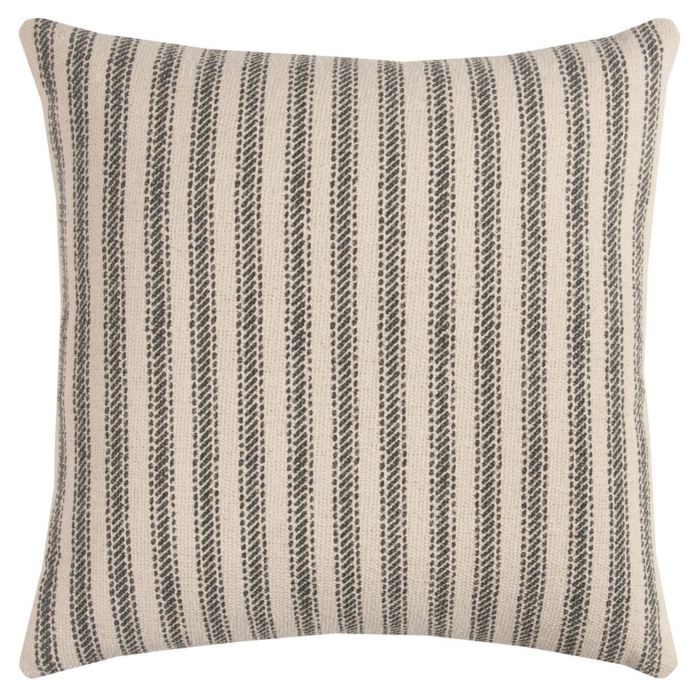 Rizzy Home Ticking Stripe Cotton Canvas Throw Pillow