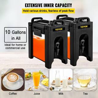 VEVOR Black Insulated Beverage Dispenser 10 Gal Beverage Server Hot and Cold Drink Dispenser 2 PCS LRYLJHSBDD19LAYFRV0