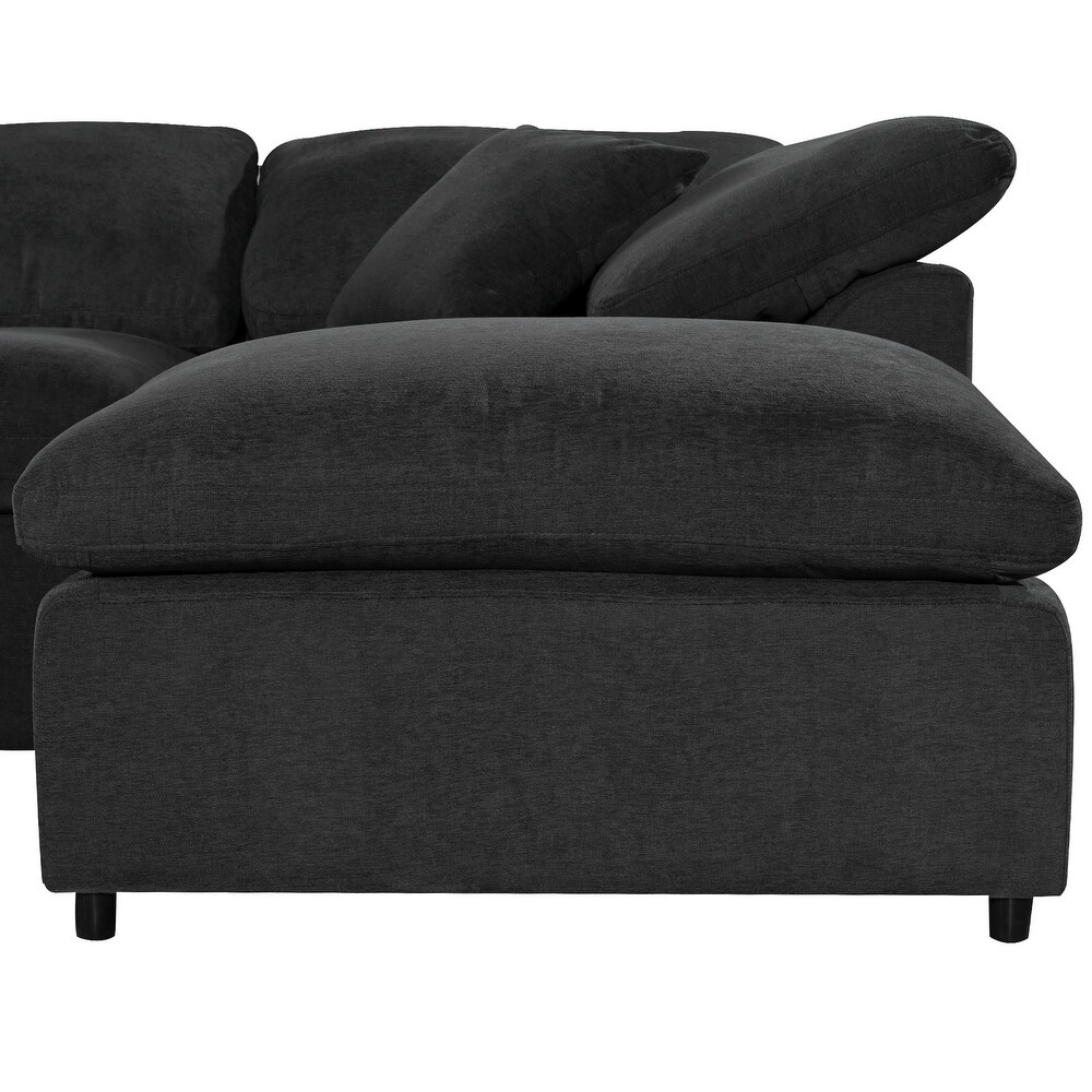 Grey L Shape Sectional Sofa Living Room Corner Sofa with Ottoman