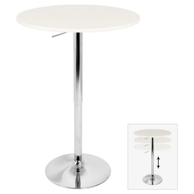 Elia Contemporary Adjustable Bar Height Pub Table Wood Top With Chrome Frame Lumisource