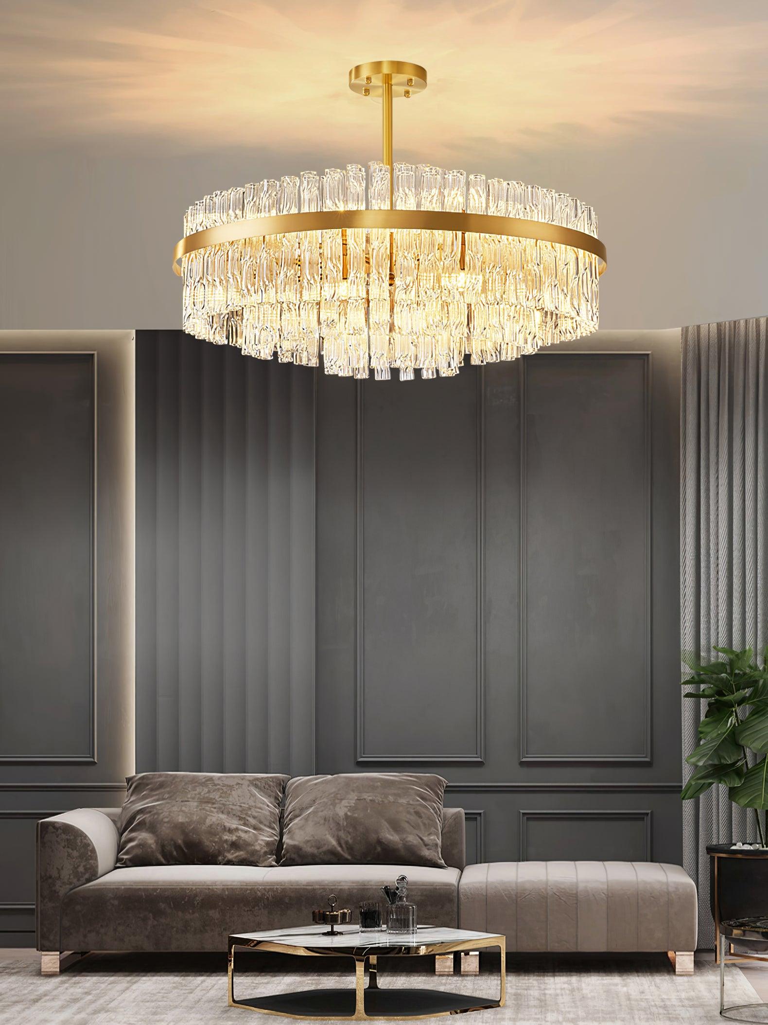 Gold & Clear Rod Chandelier